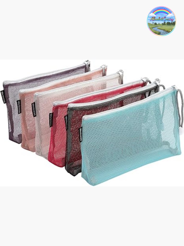 6 Pcs Nylon Mesh Cosmetic Bags With Zipper, Lightweight Travel Toiletry Pouch